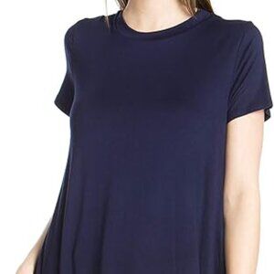 Azules Women's Scoop Neck Short Sleeve Scallop Round Hem Tunic Top T-Shirt 1X